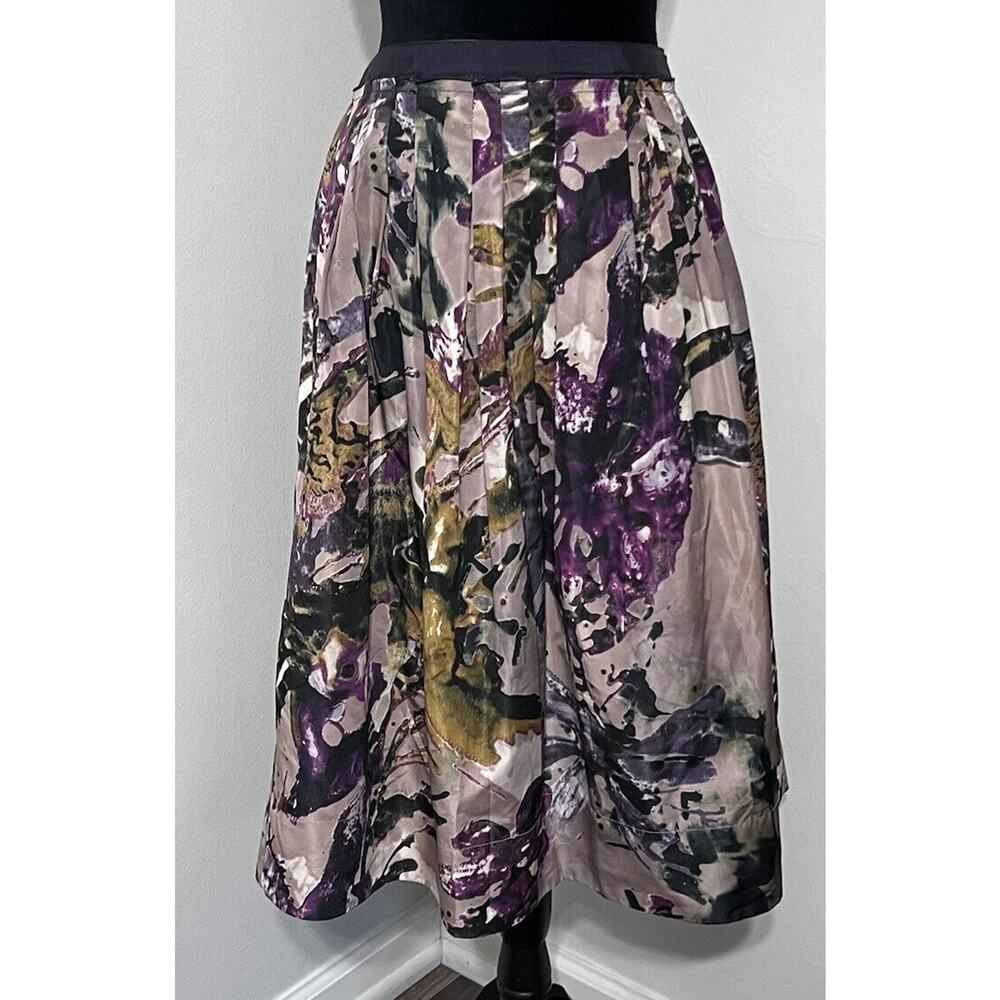 Veronika Maine Skirt Women Size 12 Midi Abstract Australia Italian Fabric Satin